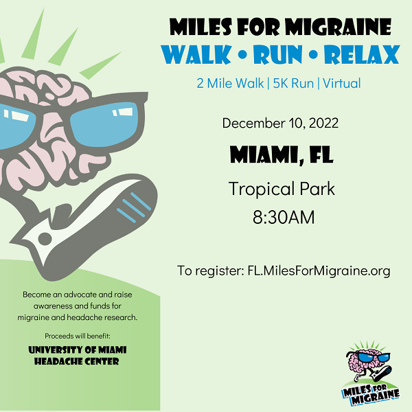 MILES FOR MIGRAINE 2 MILE WALK/5K RUN/ RELAX EVENT