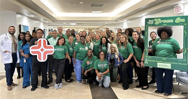 HCA Florida JFK North Hospital celebrates Mental Health Awareness Month with Palm Beach County with therapy ponies and getting their green on.