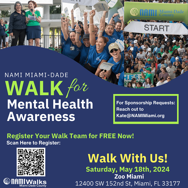 NAMI MIAMI-DADE (THE NATIONAL ALLIANCE ON MENTAL ILLNESS) TO HOST FOURTH ANNUAL WALK FOR MENTAL HEALTH AWARENESS ON SATURDAY, MAY 18th AT ZOO MIAMI