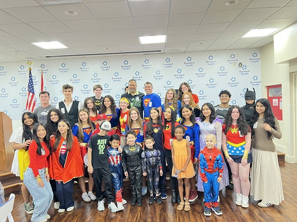 HIGH SCHOOL STUDENTS HOST SUPERHERO PARTY FOR PEDIATRIC CANCER PATIENTS AT BROWARD HEALTH MEDICAL CENTER